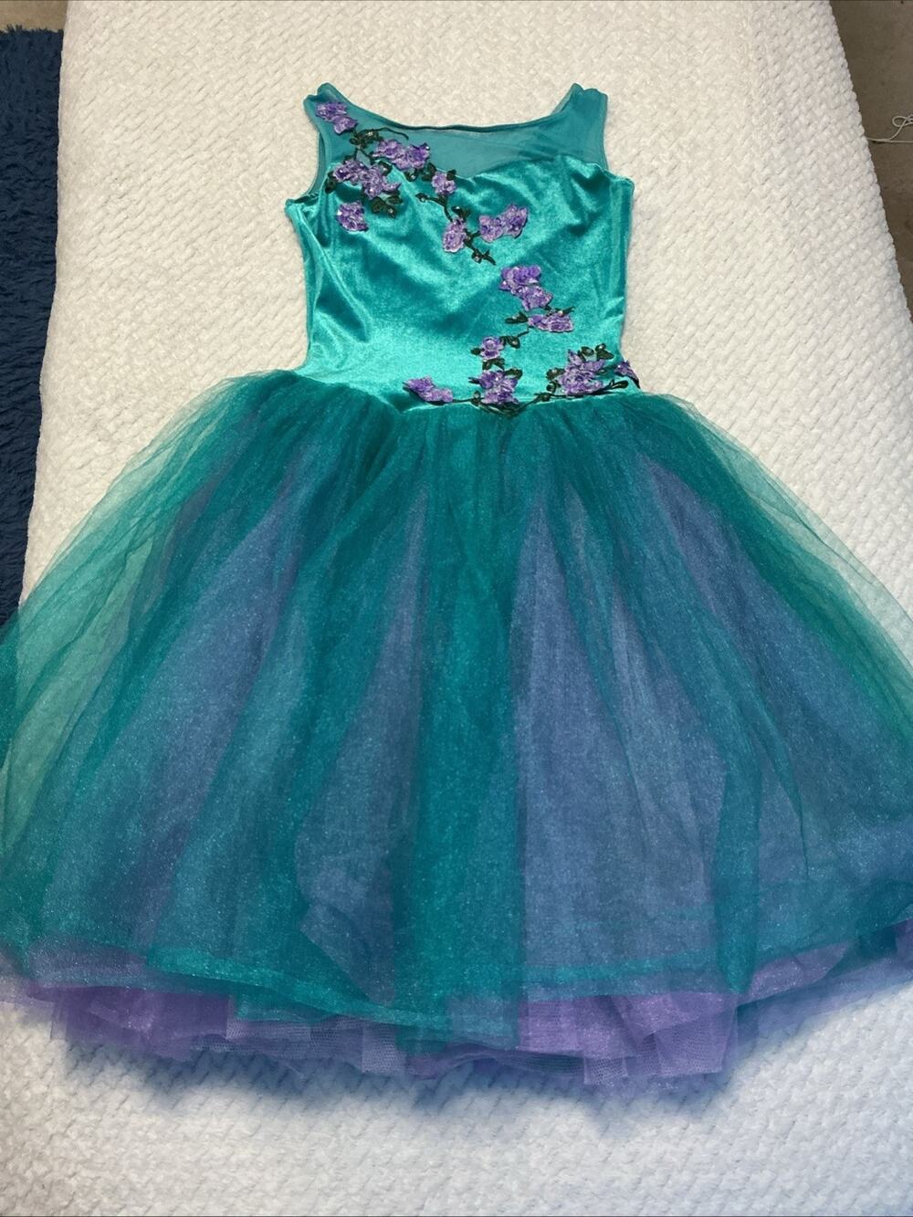 Childs Large Purple Blue costume Kids Girls Size M, dance Halloween 4273